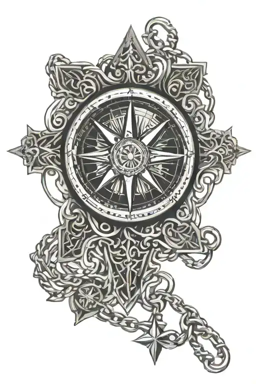 Compass And Chain With Cross