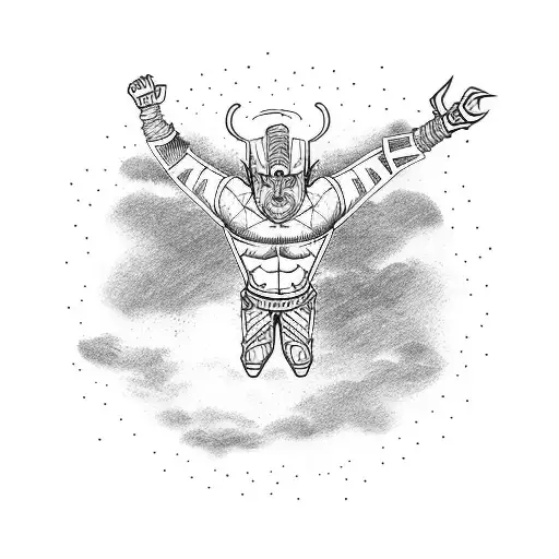 Warrior Falling From Sky And Reaching For Help While He Falls