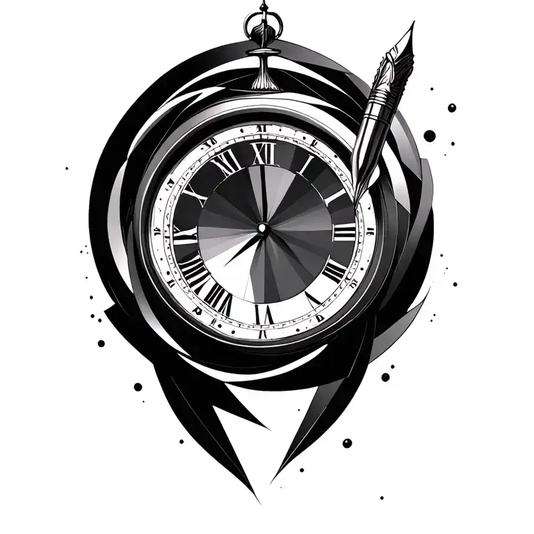 A Fountain Pen With A Clock