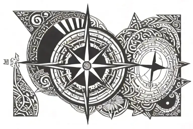 Compass With Tribal Stripes