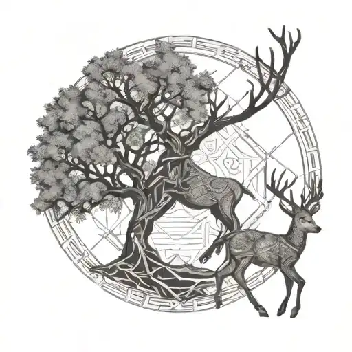 Deer Inside Tree Of Life