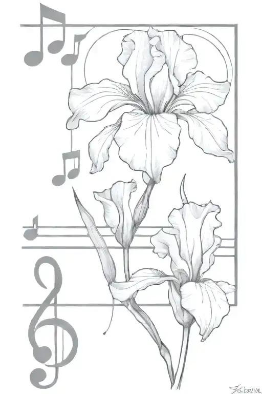 Iris And Music Notes And Rain
