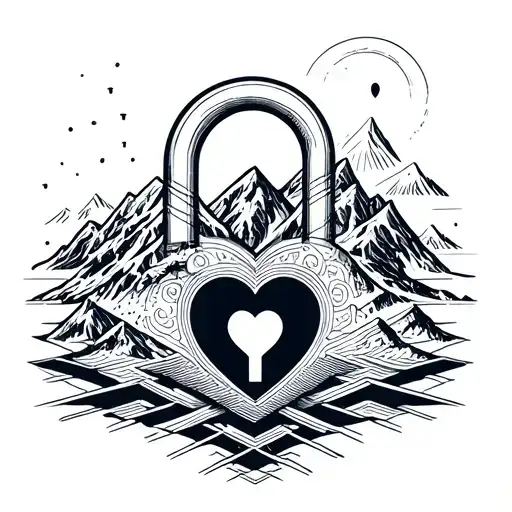 Mountain Growing Above A Heart Shaped Lock