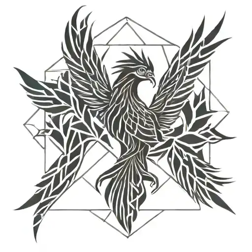 Minimalistic Phoenix Geometric Design Inspired