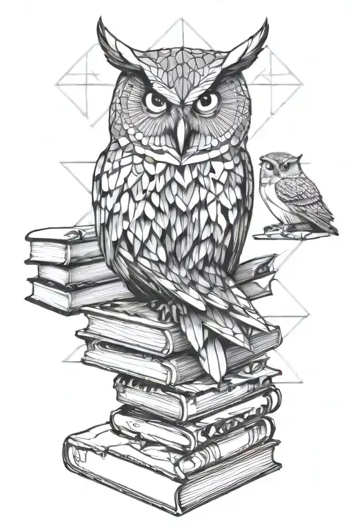 An Owl Sitting On Top Of Books