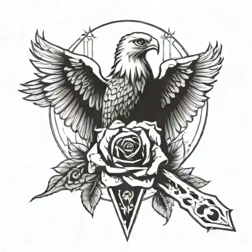 Eagle With Dagger And Rose