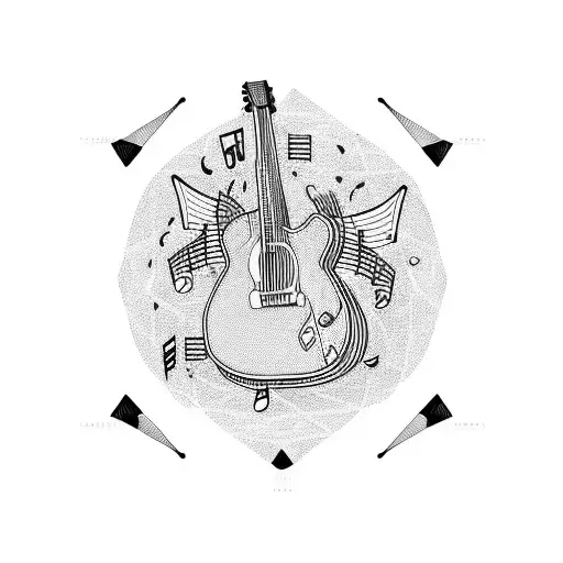Minimalistic Guitar With The Shape Of The Body As The Music Symbol