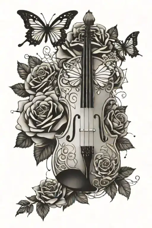 Violin Rose Butterfly Thorn Bramble Chest