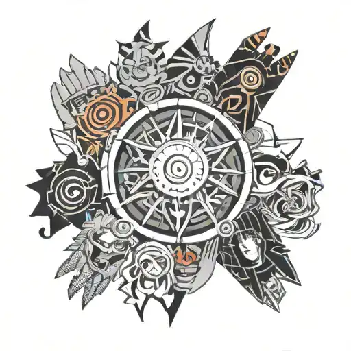 Naruto Themed Hand Tattoo With All Of Main Characters