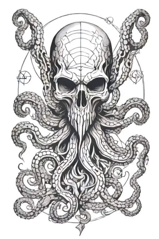 Skull Face Octopus Death And Time