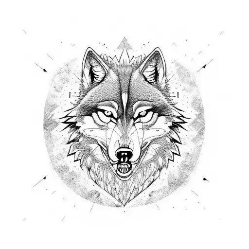 Angry Wolf With Gemetric Design