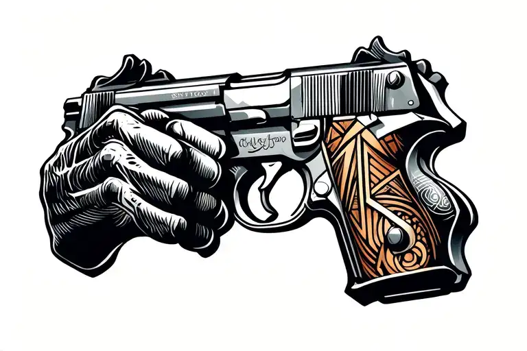 Grim Reaper Pointing Two Pistols