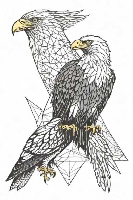 Eagle Feeding To Sparrow Together Representing