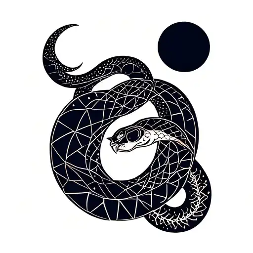 Two Snake With Moon And Sun