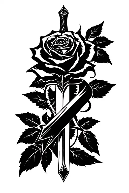 Rose Wraped Around A Sword Surrounded