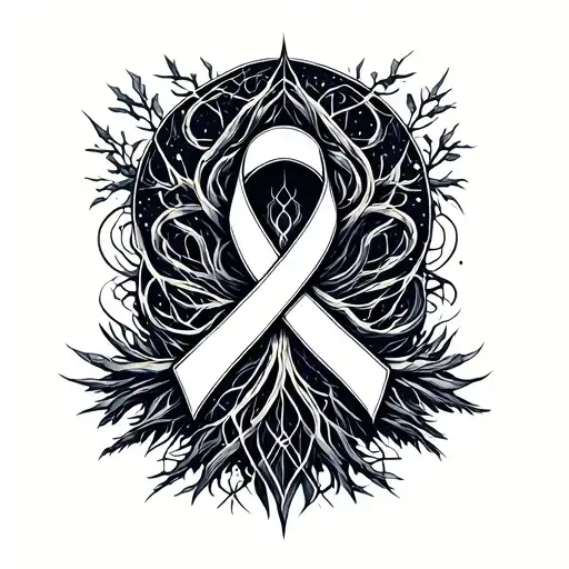 Cancer Ribbon Wrapped Around Yiggdrasil