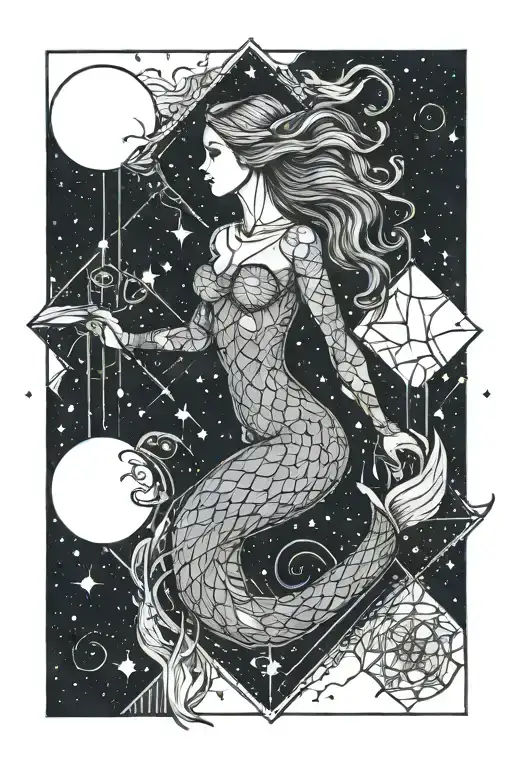 A Magical Mermaid Casting Spells Under The Night Sky