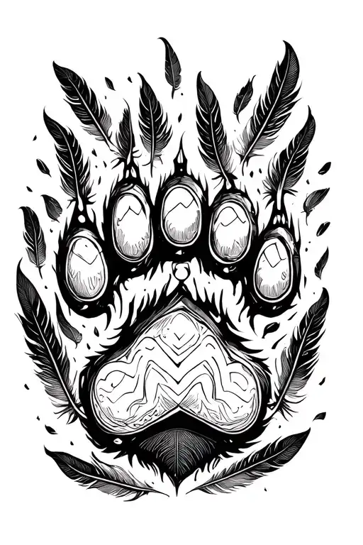 Dog Paw With Feathers Falling Around It