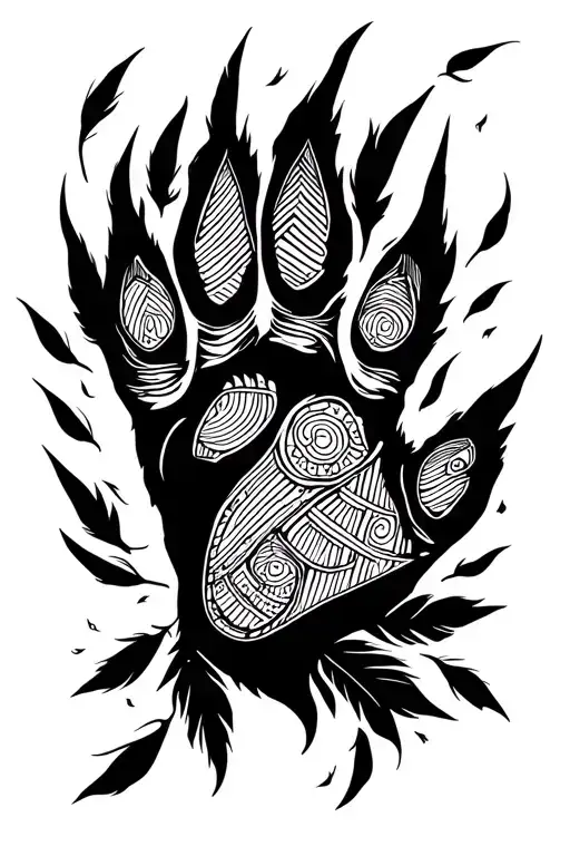 Dog Paw With Feathers Falling Around It