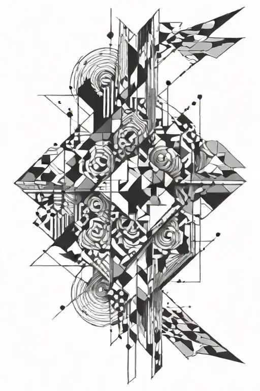 Combine Abstract Elements With Black-grey Shading For A Unique Tattoo Inspired By Your Passions