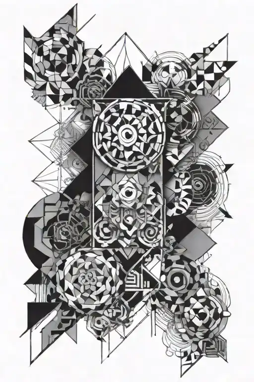 Combine Abstract Elements With Black-grey Shading For A Unique Tattoo Inspired By Your Passions