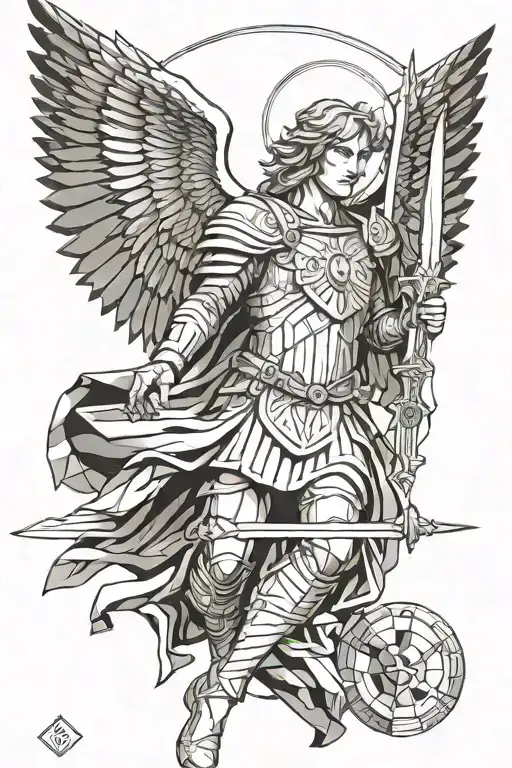 Archangel Michael With His Sword In Front Of Him