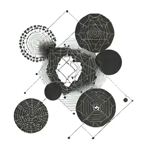 Minimalist Lines And Dots Drawing Representing Self-esteem And The Event Horizon In Black And White