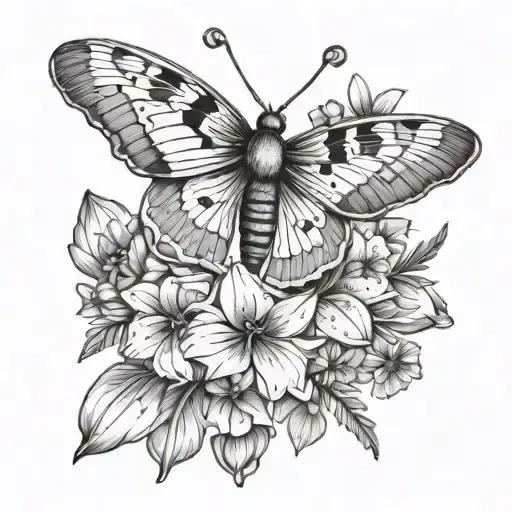 Moth Witg Gladiolus And Cosmos Flower