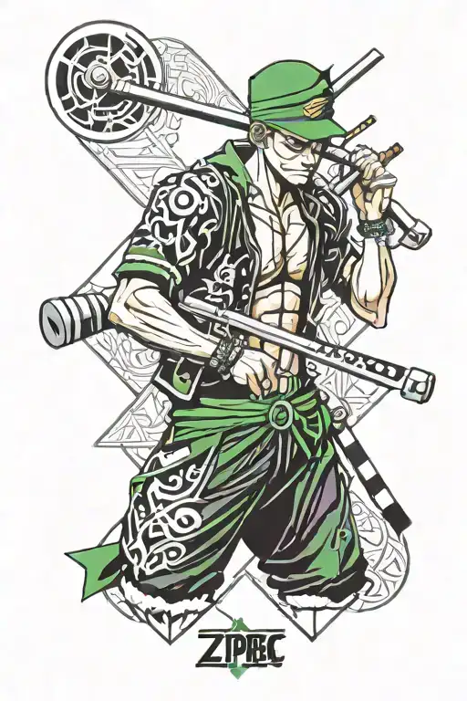 One Piece Character Zoro With Some Hip Hop Elements