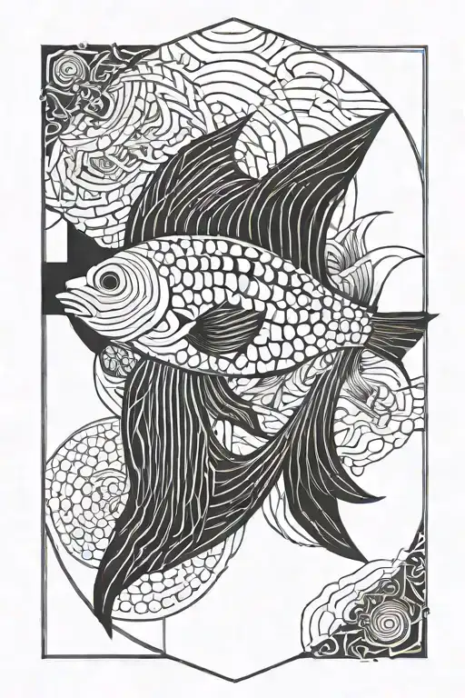Fish In A Black Rectangle Shape Surrounded