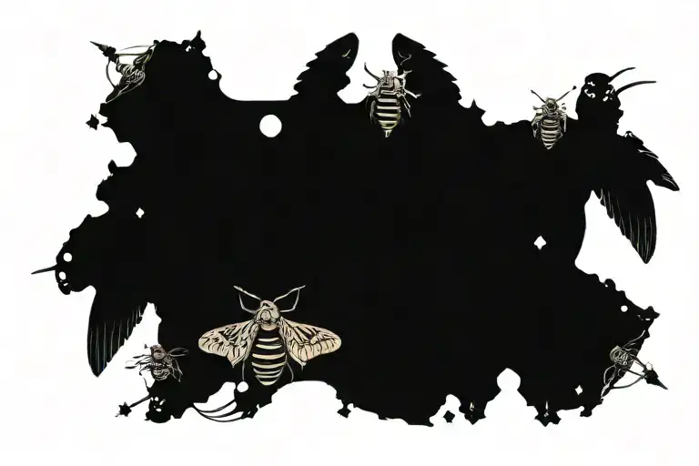 Deaths Head Moth Surrounded By Planets