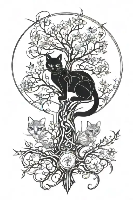 Cat Moon Tree