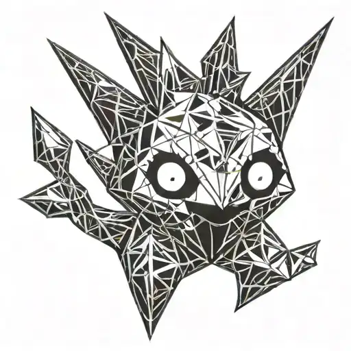 Create A Tattoo Of The Pokemon Mimikyu With A Geometric Rhombus Behind It