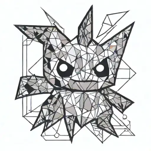 Create A Tattoo Of The Pokemon Mimikyu With A Rhombus Behind It