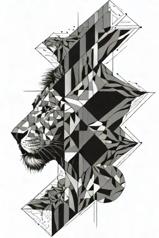 Lion And Woman Face Inside Mouth