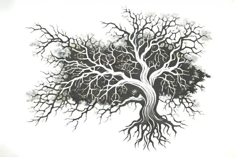 Tree With Roots Forming A Band