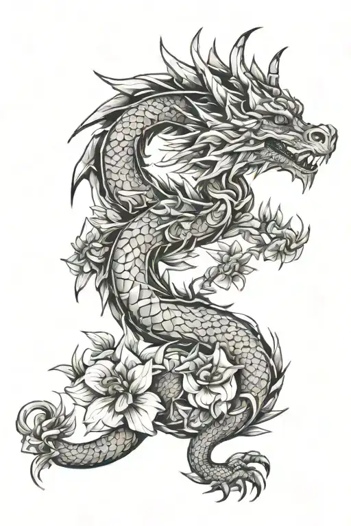Dragon With Flowers