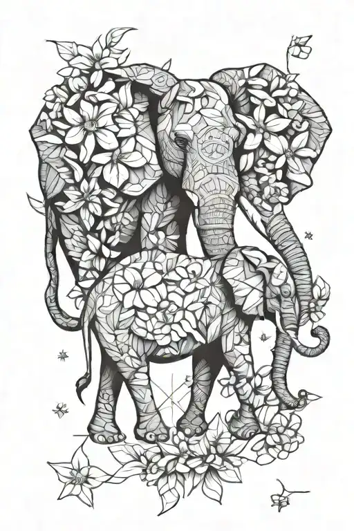 Elephant And Frangipani Flowers