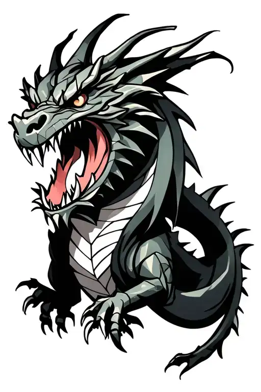 Dragon Roaring Fiercely Sad And Angry