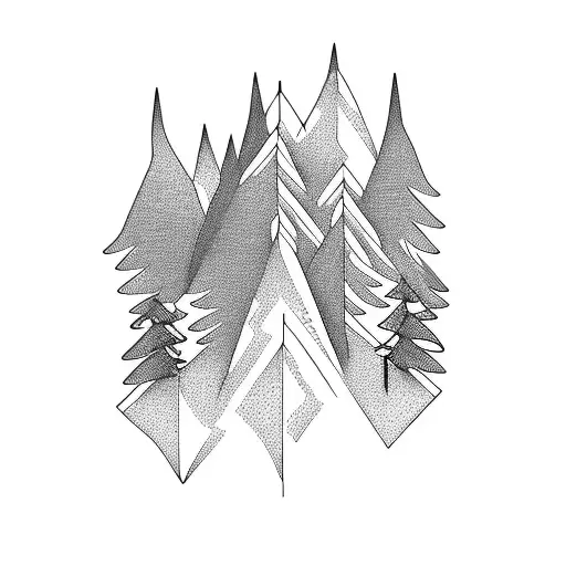 Mountain Water Trees Rectangle