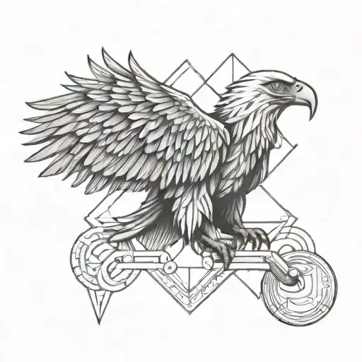An Eagle And An Elephant Half Chest Piece