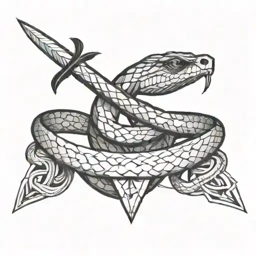 Snake Wrapped Around A Dagger
