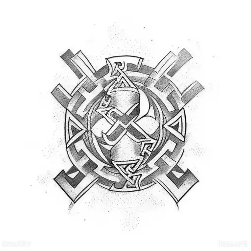 Nordic Style Tattoo That Has Runes About Family Protection Strenght And Will To Fight