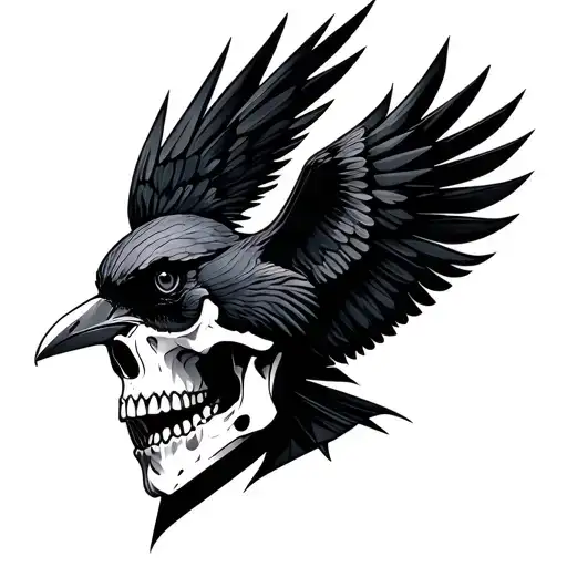 A Raven On A Skull