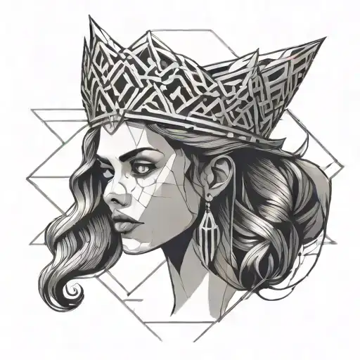 Girl With A Crown On Her Head From The Front