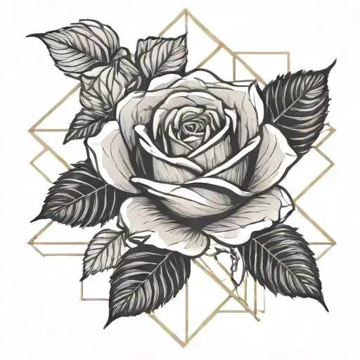 Gentle Rose Growing In Geometric Design Incorporating