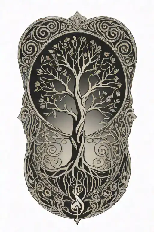 A Circle With The Tree Of Life Integrated With A Treble Clef Inside