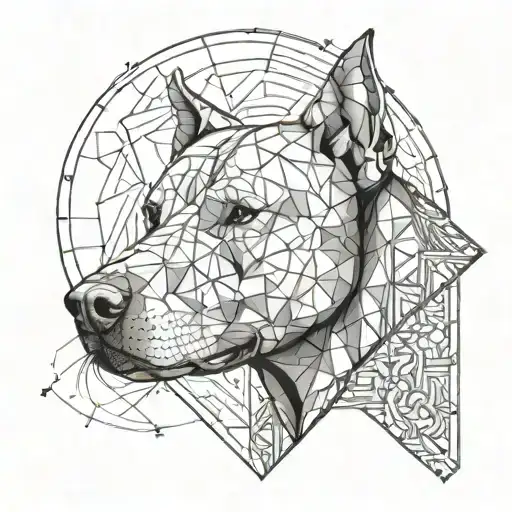 A Surreal Tattoo Of A Pitbull Howling At The Moon While Techno Electro Music Plays In The Background