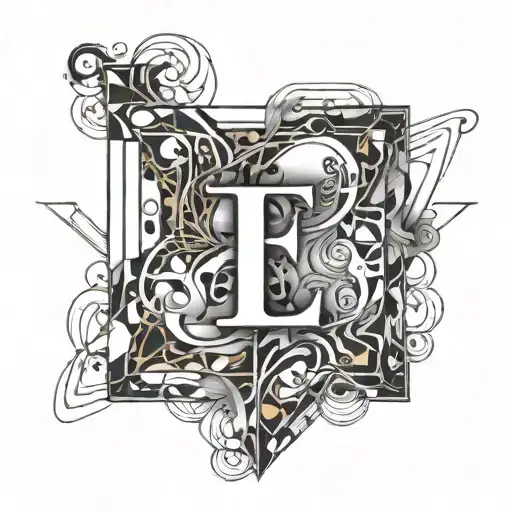 Letter E Inside Light Patterns Symbolizing Love You