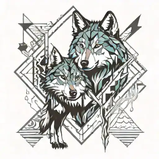 Burning Forest With Wolf Surrounded